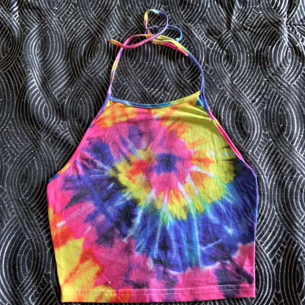Tie dye halter crop top
